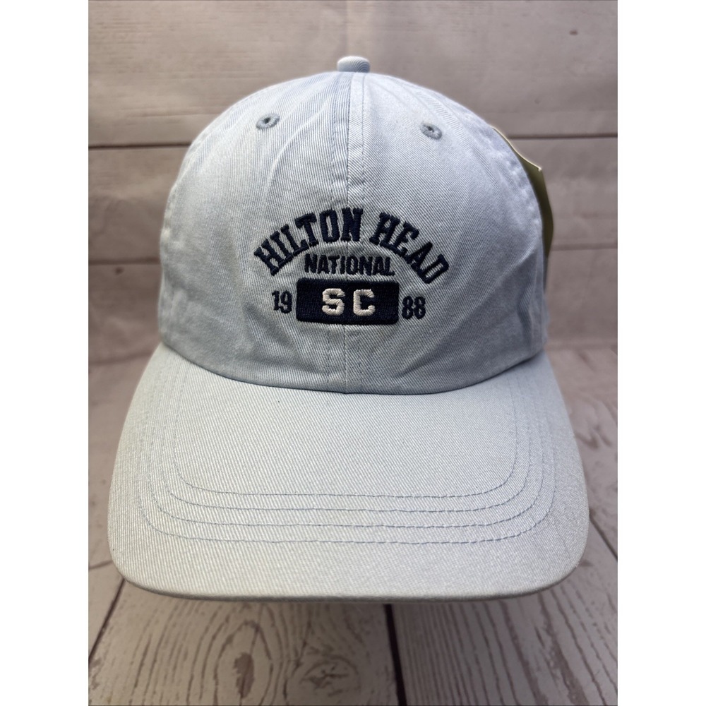 Hilton Head National S.C. Baby Blue Cotton Elastic Strapback Baseball Cap Hat